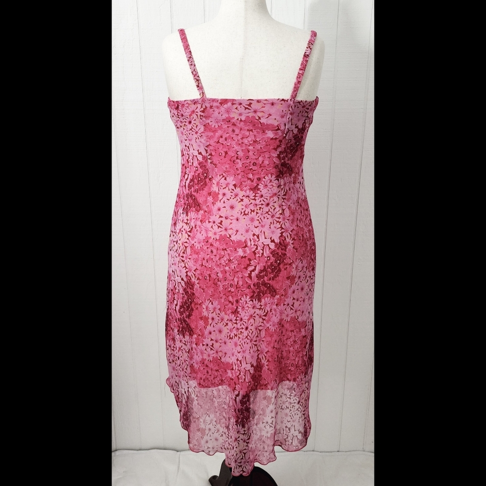 Y2K Dress Pink Floral Chiffon Size 12 believe... Lined Romantic Fairy Whimsical - Picture 3 of 14